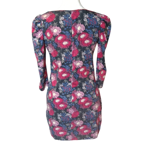 XXI Forever21 Floral Print Women's Mini Dress Sz M Stretchy Blue Pink - Picture 3 of 7